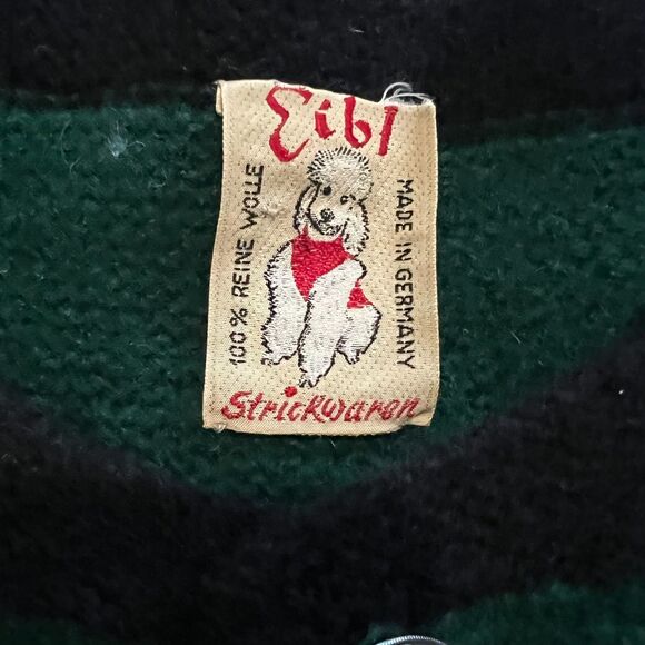 Eibl Strickwaren Wool Jacket Green Black Trim Made in Germany M - Picture 3 of 9